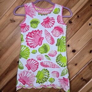 Three Friends Girls 8 Years Reversible Stripe Sea Shells Scalloped Sheath Dress